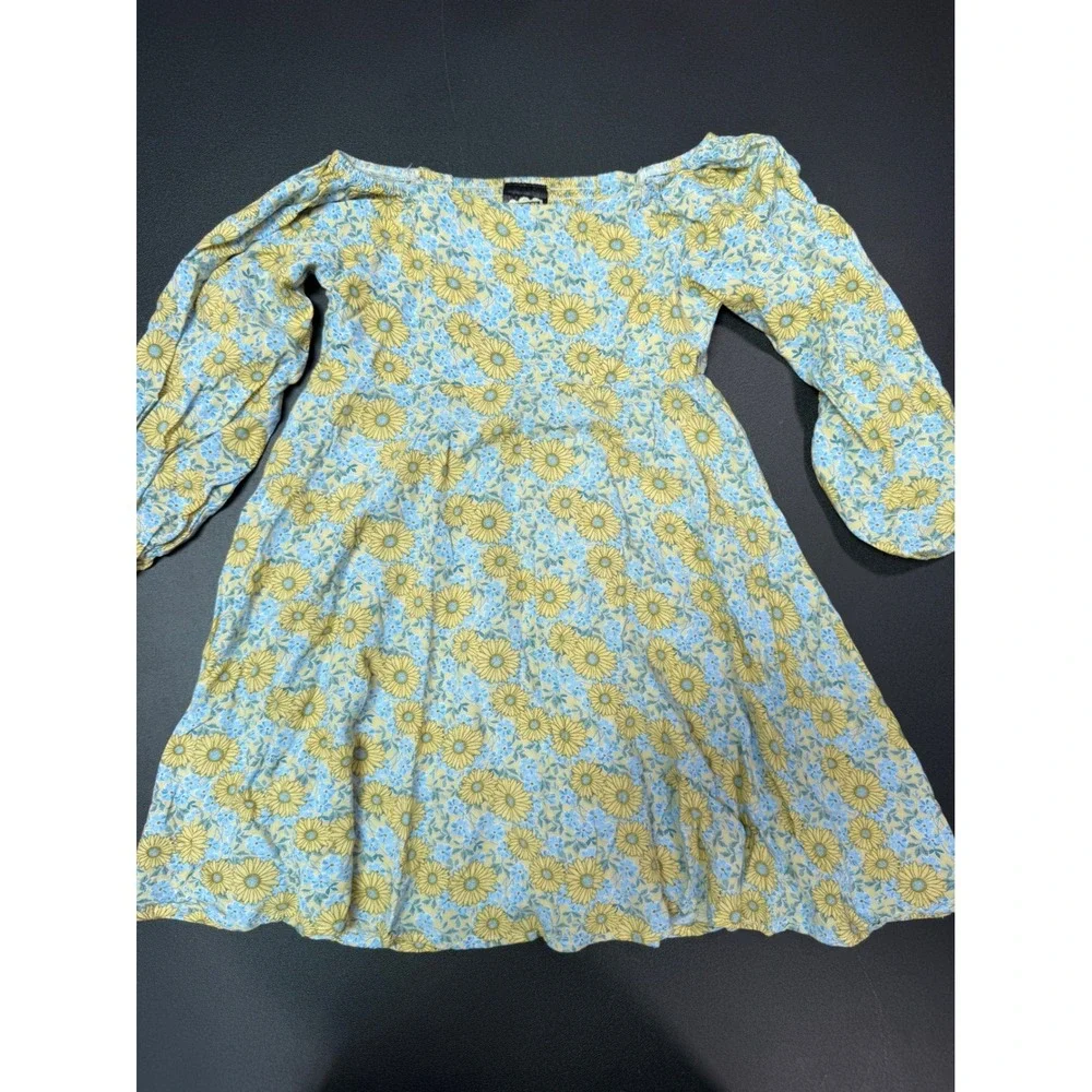 Beetlejuice Beetlejuice Girls Blue Yellow Sunflower Floral Dress Size 6/7